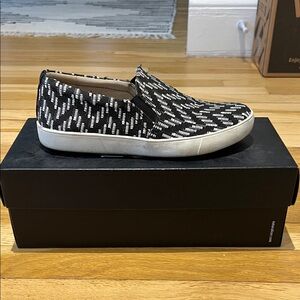 Naturalizer Black and White Woven Slip-On Sneakers